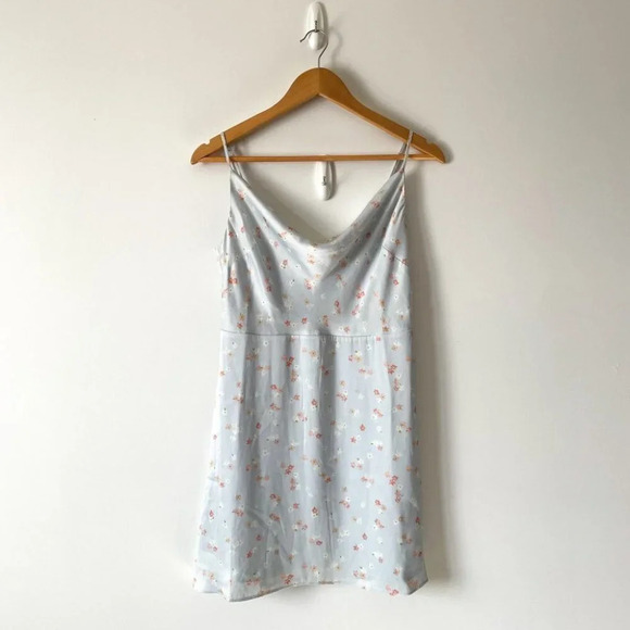 Sunday Best Spencer Cowl Neck Mini Slip Dress NWT Light Blue Floral Size Medium - Picture 5 of 11